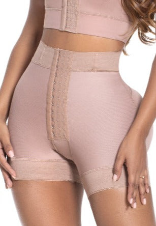 Faja Postop Short With Bra 4 Hooks High Compression In Rose Brown